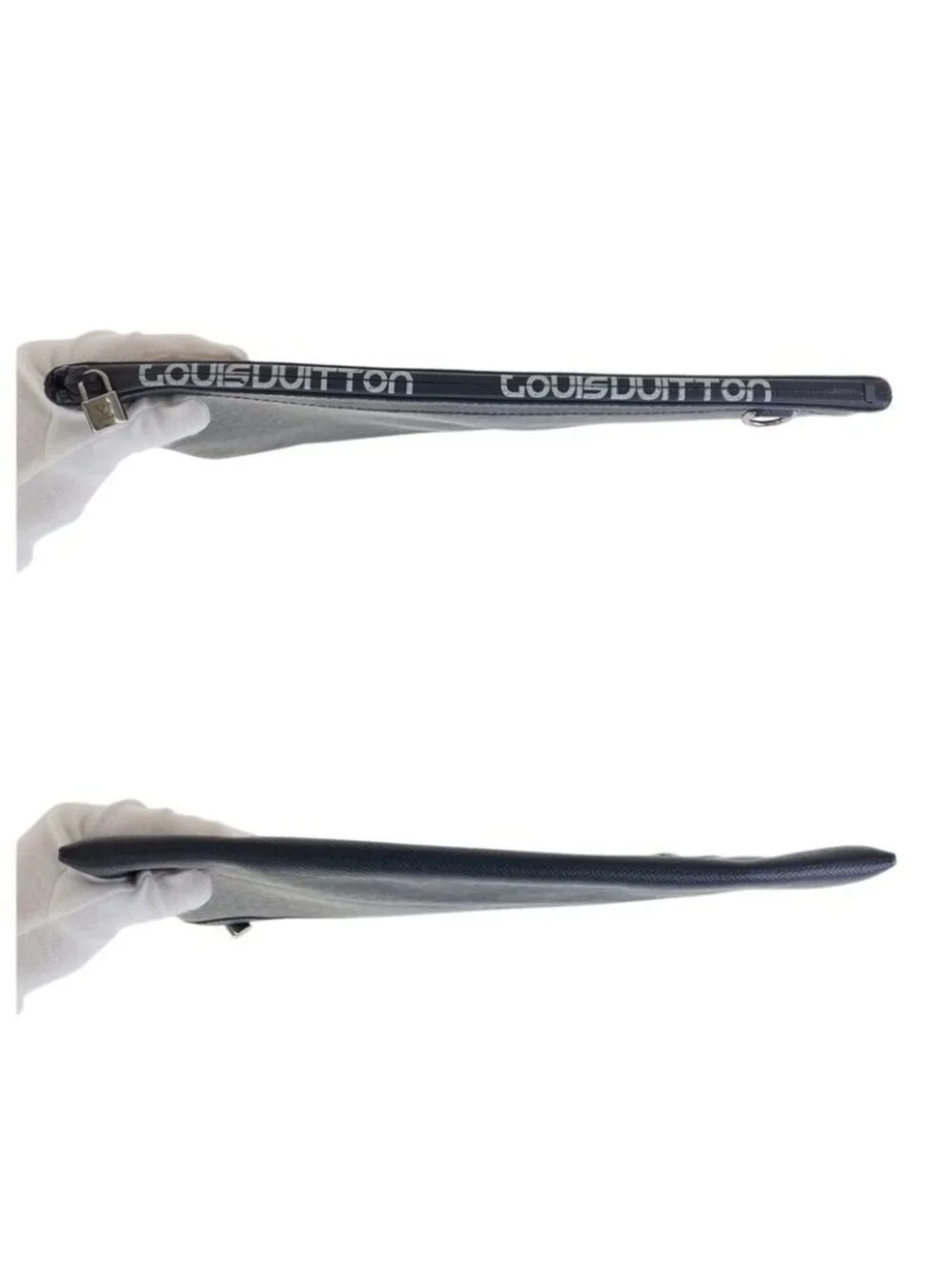 Louis Vuitton Taiga Pochette Apollo Black Silver Hardware Leather Clutch - Picture 4 of 9